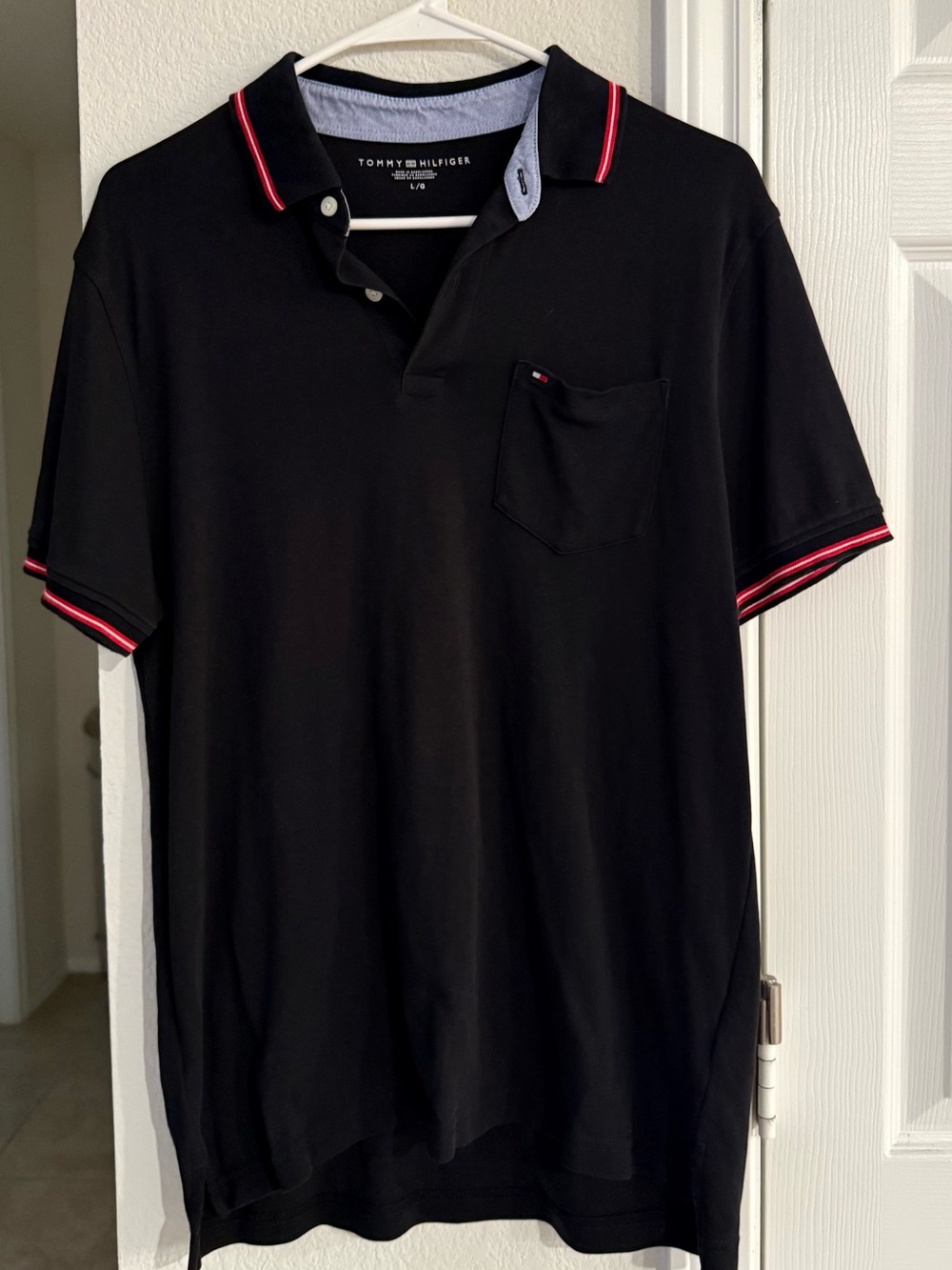 Tommy Hilfiger Black Polo with Red Trim